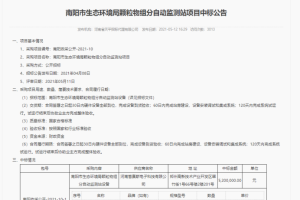 贺赛斯科技中标南阳市生态环境局颗粒物组分自动监测站项目